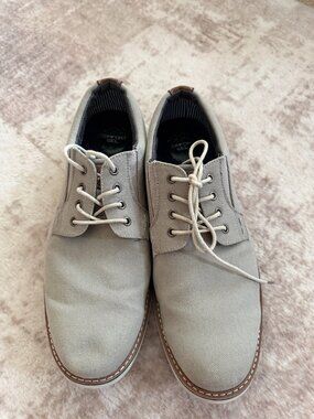 Nunn Bush Gray Canvas Oxford Shoes Men’s Size 12 Brown Leather Accents